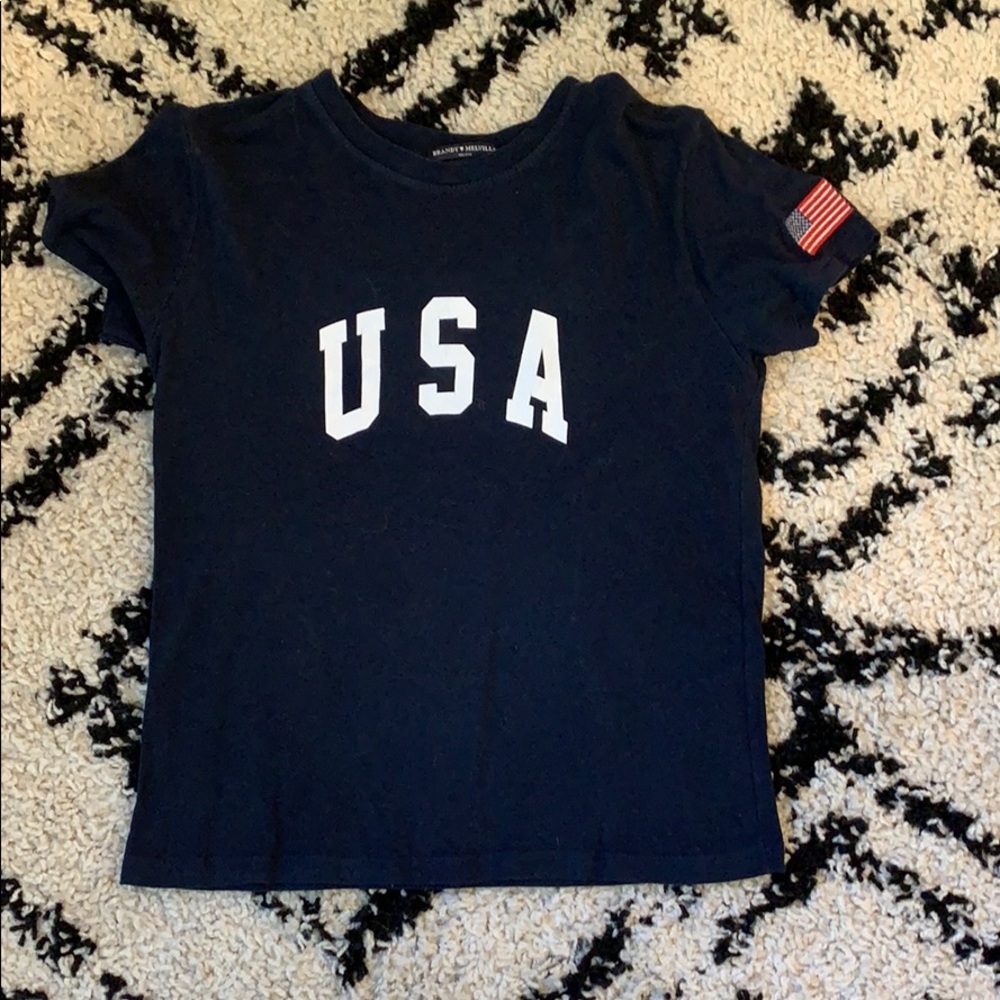 brandy melville USA tee with flag patch